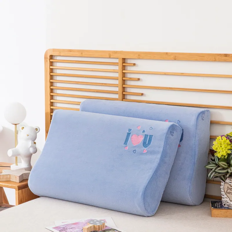 Heart Embroidered Milk Velvet Latex Pillowcase