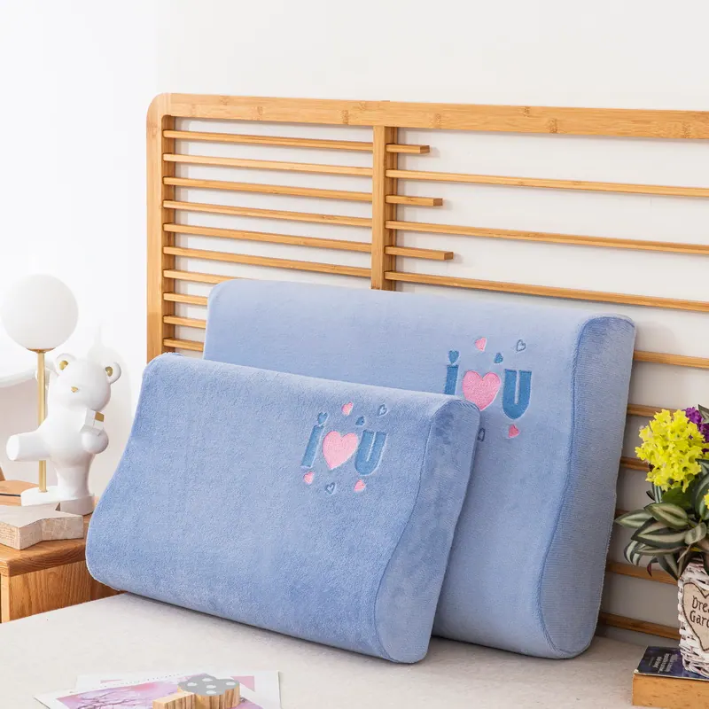 Heart Embroidered Milk Velvet Latex Pillowcase