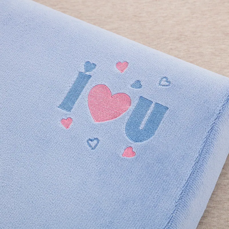 Heart Embroidered Milk Velvet Latex Pillowcase