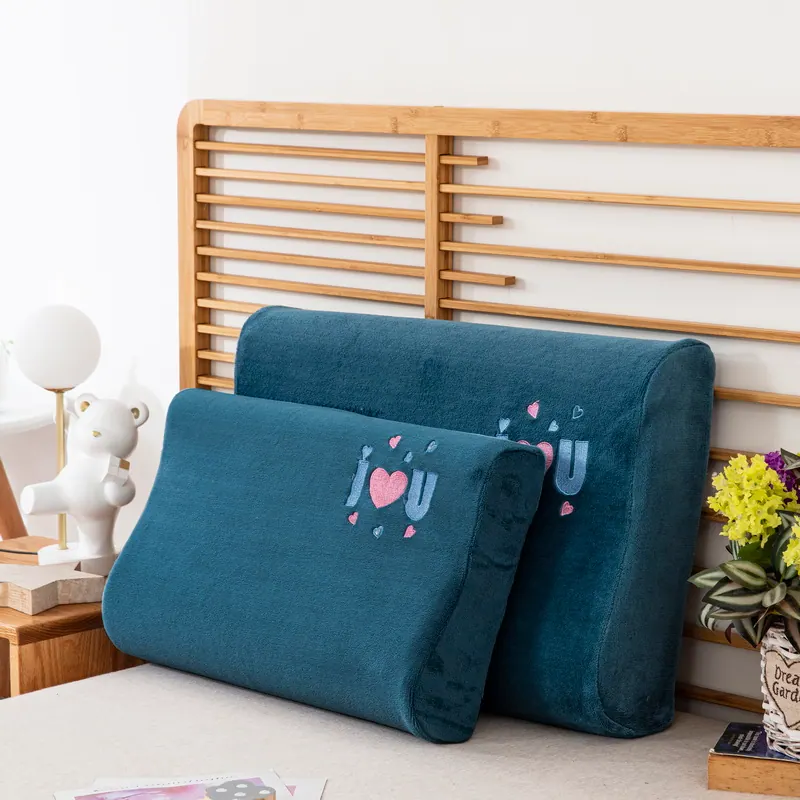 Heart Embroidered Milk Velvet Latex Pillowcase