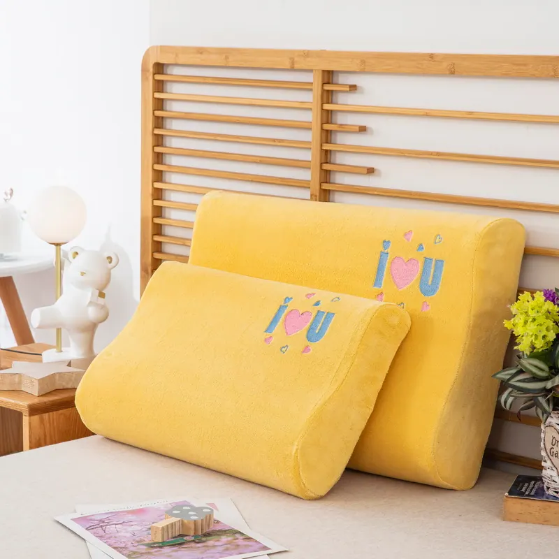 Heart Embroidered Milk Velvet Latex Pillowcase