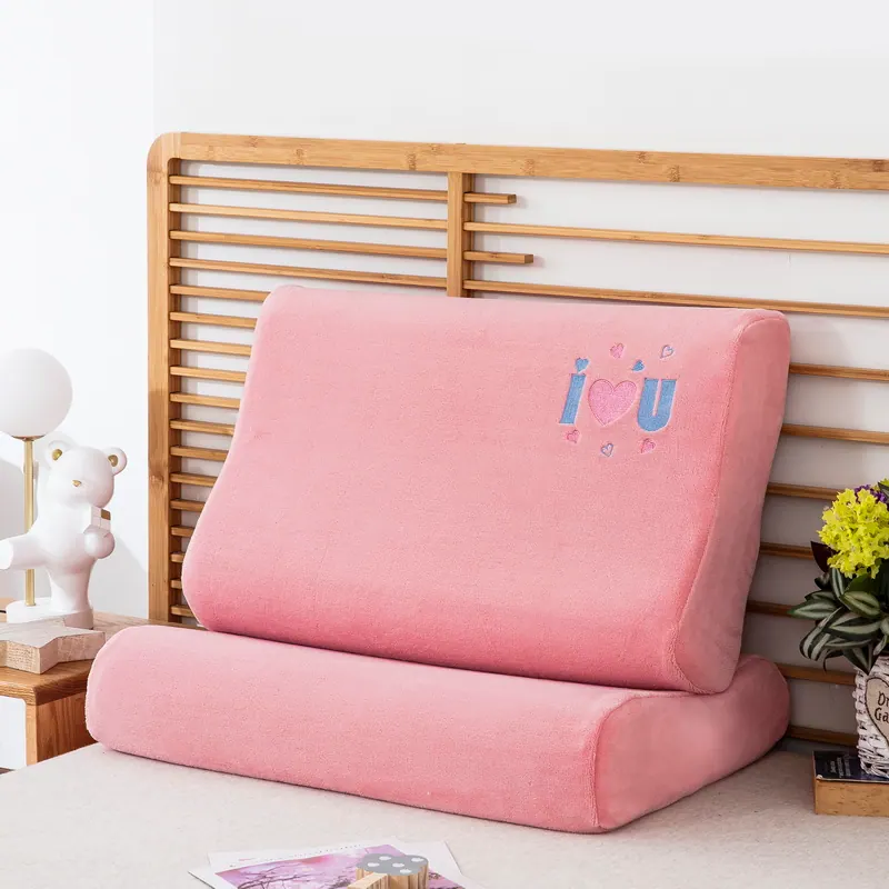 Heart Embroidered Milk Velvet Latex Pillowcase