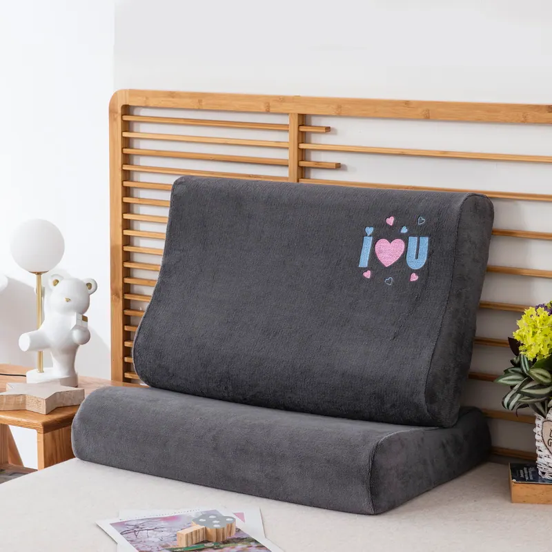 Heart Embroidered Milk Velvet Latex Pillowcase