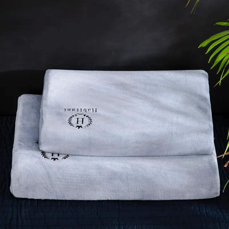 H-Pattern Embroidered Milk Velvet Latex Pillowcase