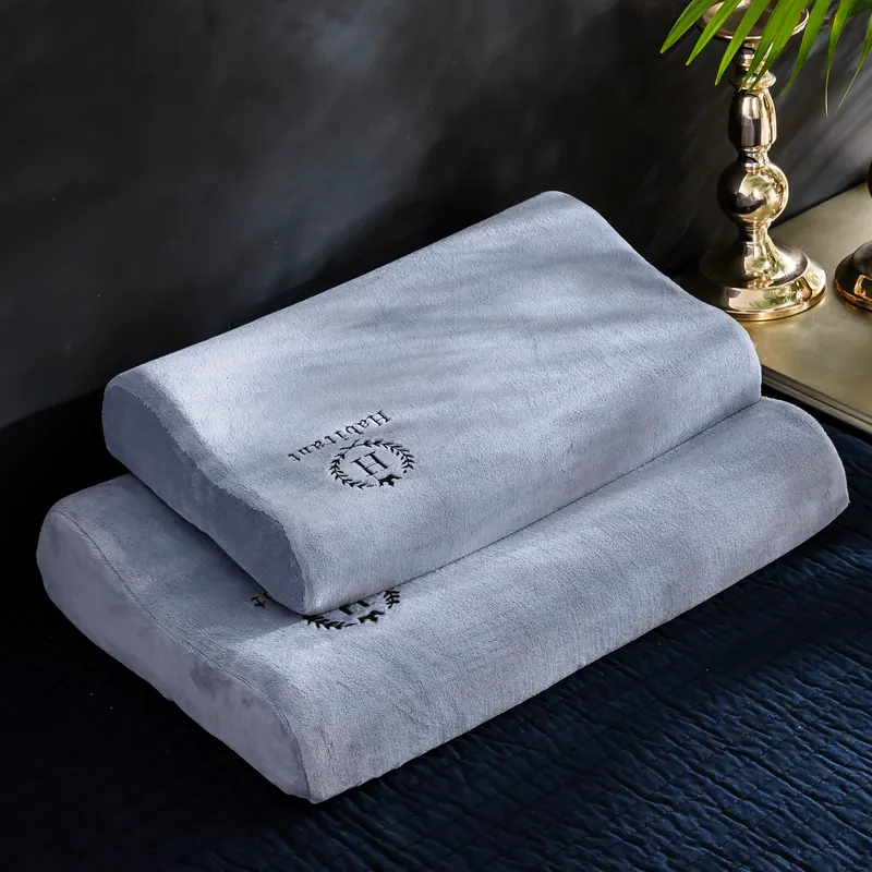 H-Pattern Embroidered Milk Velvet Latex Pillowcase