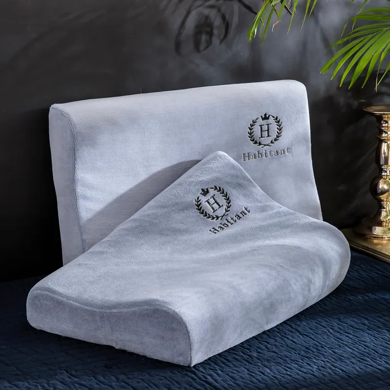 H-Pattern Embroidered Milk Velvet Latex Pillowcase