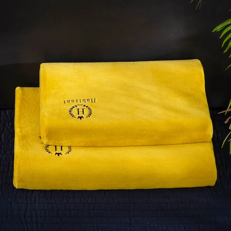 H-Pattern Embroidered Milk Velvet Latex Pillowcase