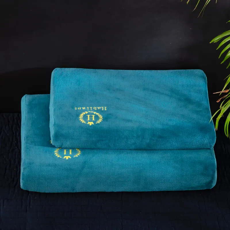 H-Pattern Embroidered Milk Velvet Latex Pillowcase