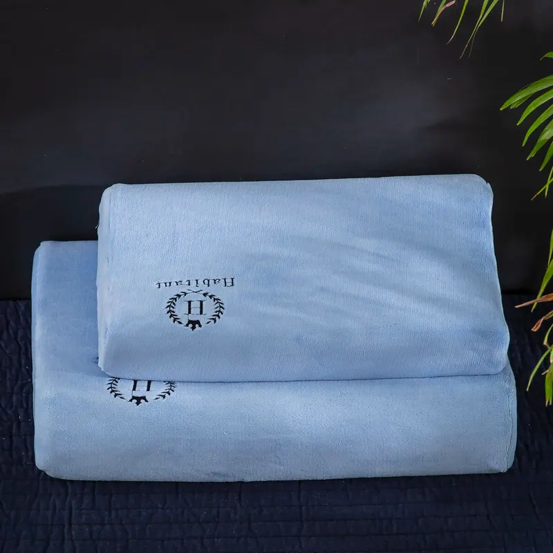 H-Pattern Embroidered Milk Velvet Latex Pillowcase