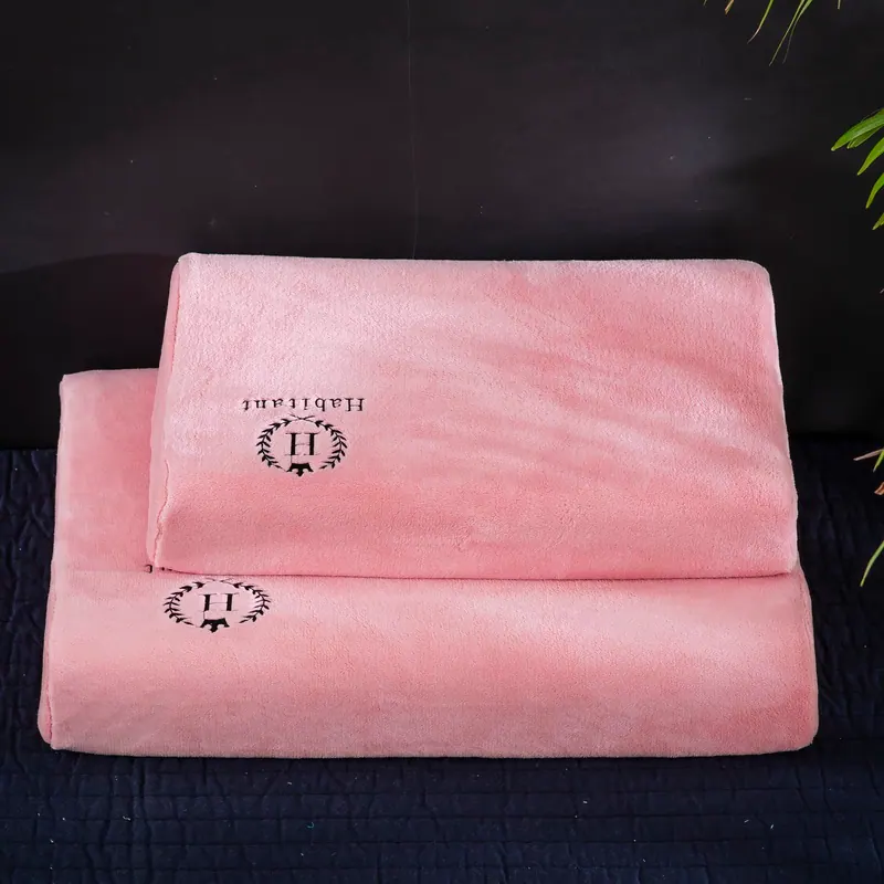 H-Pattern Embroidered Milk Velvet Latex Pillowcase