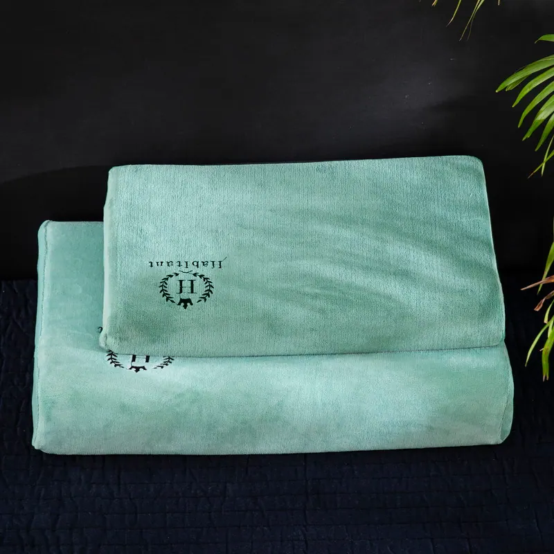 H-Pattern Embroidered Milk Velvet Latex Pillowcase
