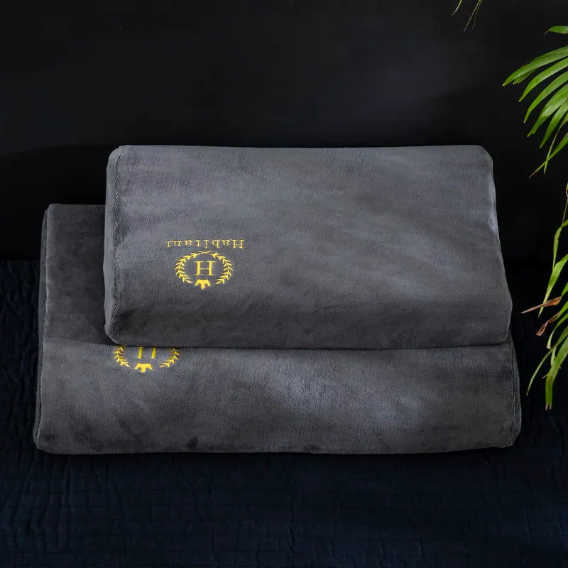 H-Pattern Embroidered Milk Velvet Latex Pillowcase