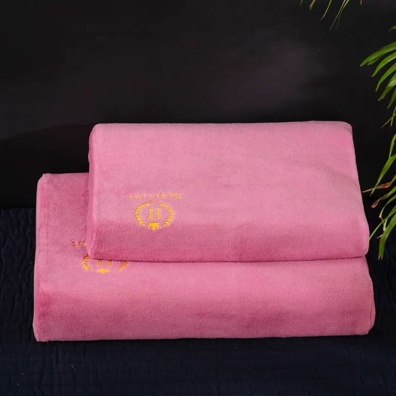 H-Pattern Embroidered Milk Velvet Latex Pillowcase